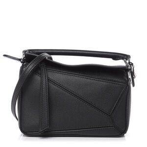 Loewe Mini Black Puzzle Bag Silver